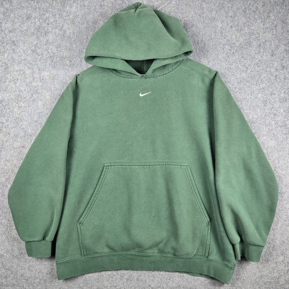 Vintage Nike Center Swoosh Hoodie Mens Small Green 90s Made in USA Pullover Swt